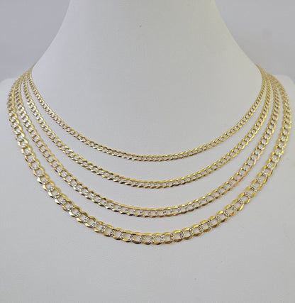 10k Gold Cuban Curb Necklace Chain 3mm-6mm 18-28 Inches 10kt Yellow Diamond Cuts