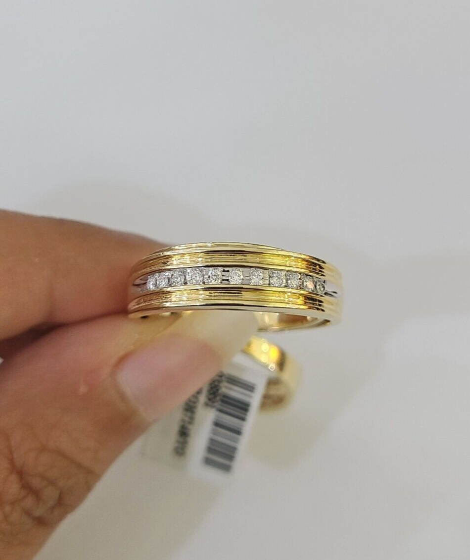 REAL 14k Diamond Ring Yellow Gold Ladies Men Duo SET Wedding Engagement Genuine