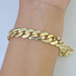 14K Yellow Gold Royal Monaco Cuban Bracelet 10mm 8.5 inches CZ Box Lock