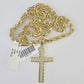 Real 10k Rope Chain Jesus Cross Charm Necklace Pendant Set 5mm 20"-30" Inch Gold