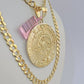 14k Gold Chain Mayan Calendar Charm Solid Cuban Curb 5mm 20"-28" SET Necklace