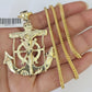 10K Franco Chain Jesus Anchor Pendant Charm Necklace 20"-26" 2.5mm Yellow Gold