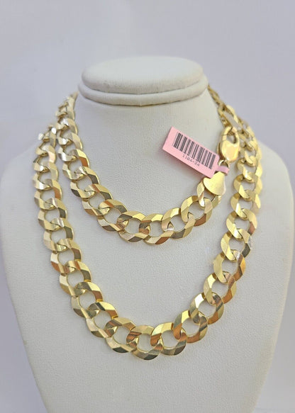 14k Cuban Curb Link Chain Solid Yellow Gold Necklace 11mm 20"-30" Inch Real