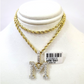 10k Rope Chain M Diamond Initial Charm Necklace Pendant Set 2mm 18"-24" Gold