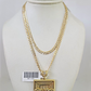 10k Gold Solid Cuban Curb Chain Last Supper Pendant Set 3mm 18"-26" Necklace