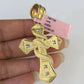 Real 14k Rope Chain Jesus Cross Charm Yellow Gold Set 5mm 20"-30" Necklace