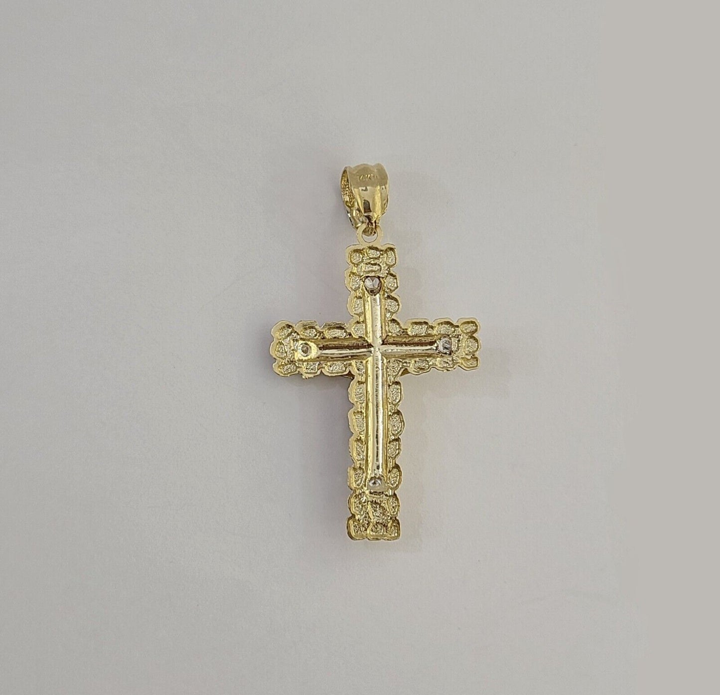 Real 10k Gold Jesus Cross Pendant Charm Crucifix 2 Inch 10kt Yellow Gold For Men