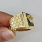 Real 10k Ring Crown Fancy Black Design Yellow Gold Men Casual 10kt