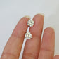 14k White gold Round Earrings Diamond screw-back Lab Created Women Men Studs