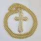 10K Miami Cuban Link Chain Jesus Cross Pendent Charm 6mm 20"-30" Necklace