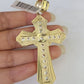 10k Gold Byzantine Necklace Jesus Cross Charm Pendant 20"-30" 8mm REAL SET Chain