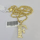 10k Gold Initial F Charm Rope Chain 16"-26" 2.5mm SET Necklace Alphabet Pendant