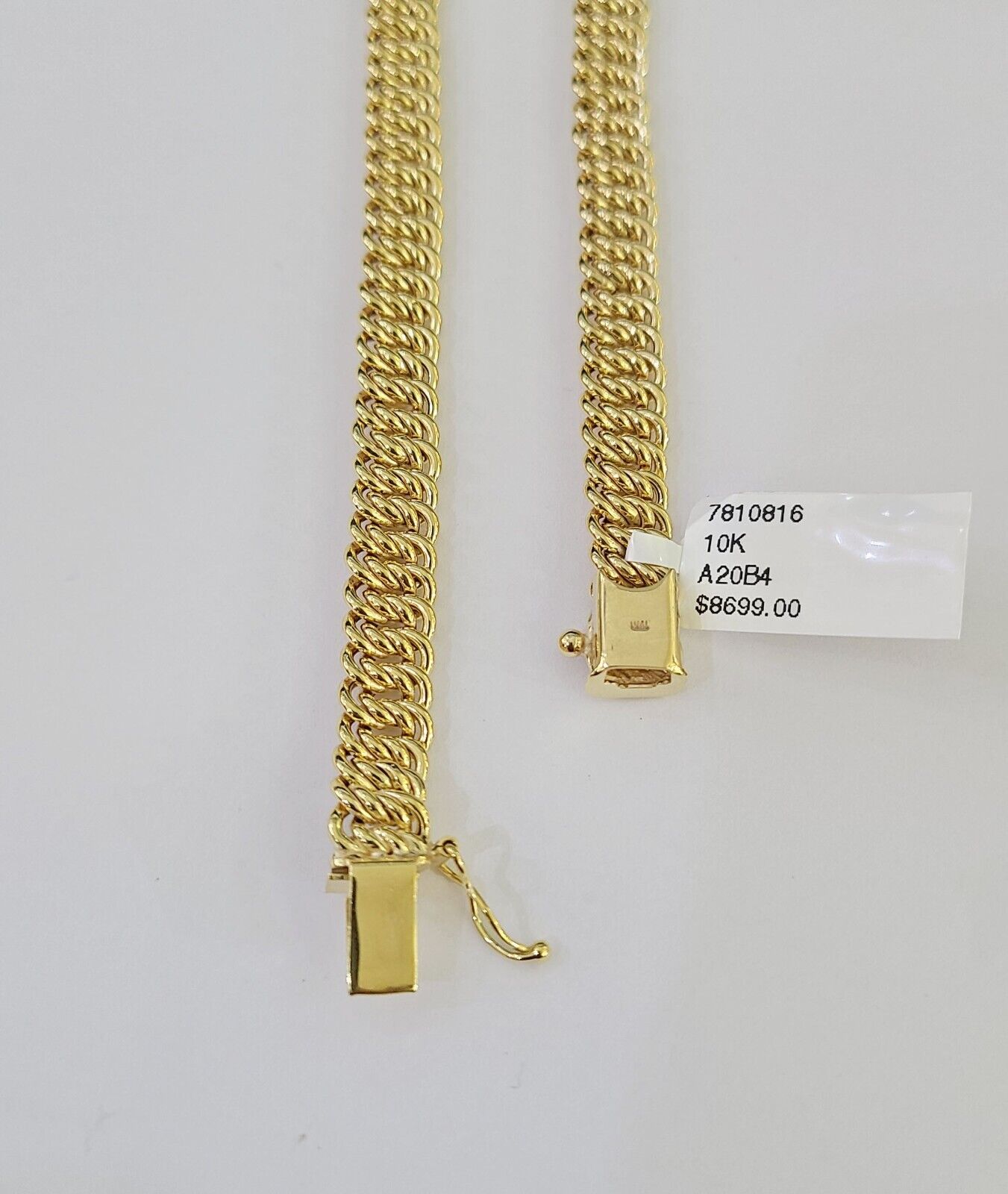 10K Gold Flat Byzantine Link Princesa Necklace 7mm 18" inch Real Yellow Chain