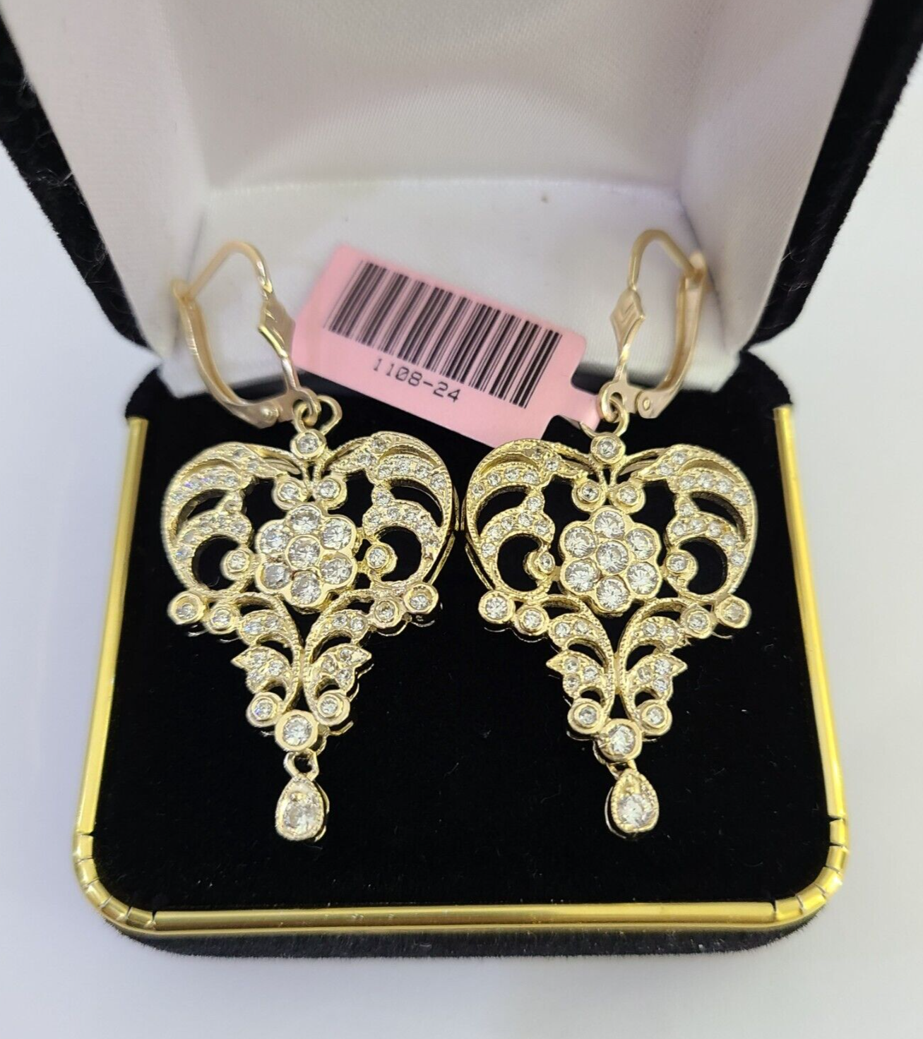 14k Chandelier Earrings Pendant Charm SET Yellow Gold Real Genuine 14Kt