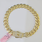 14K Yellow Gold Royal Monaco Cuban Bracelet 10mm 8.5 inches CZ Box Lock