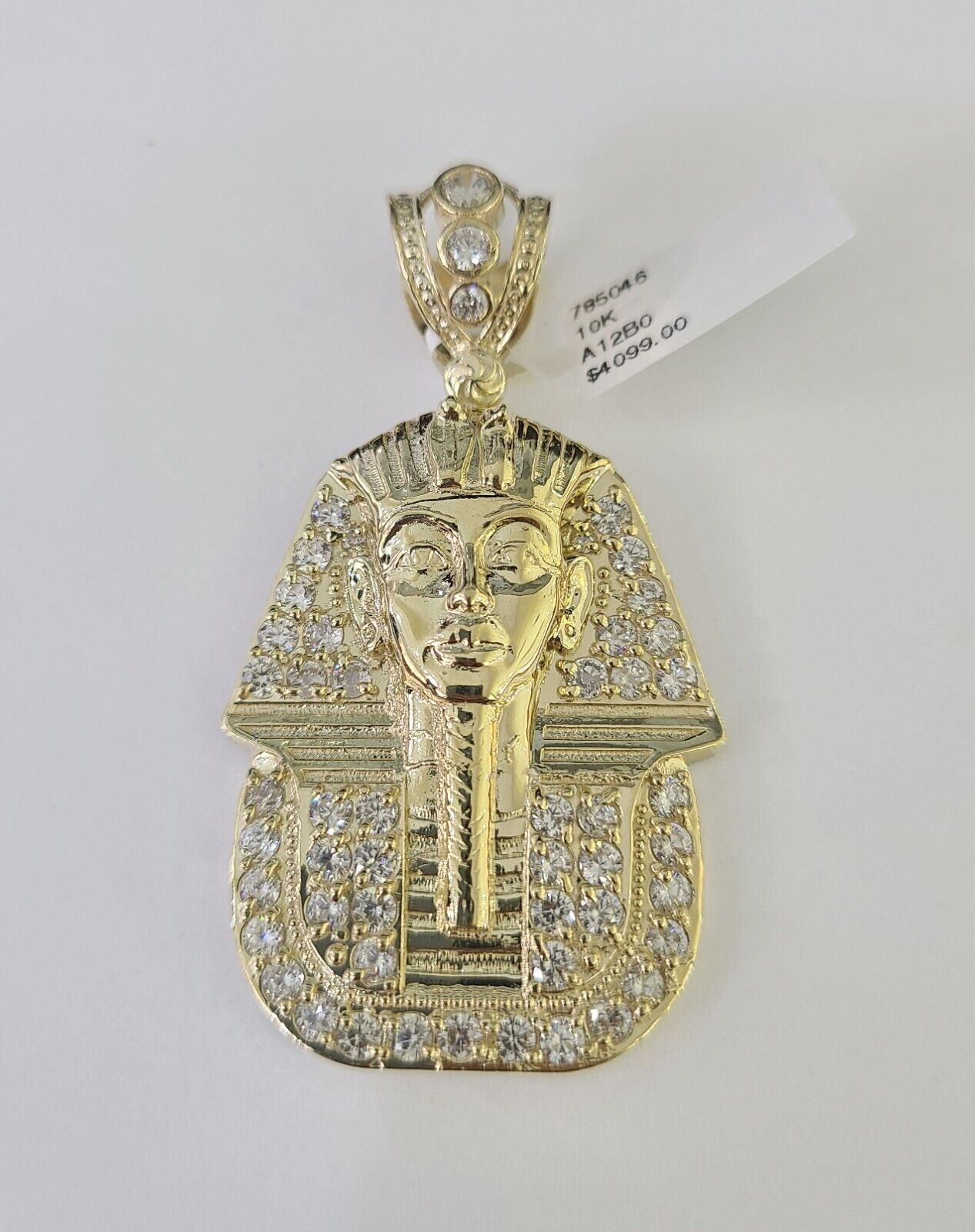 10k Egyptian Pharaoh Head Charm Pendant Yellow Gold 2.5" Inch Men Women Real