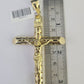 Real 10K INRI Jesus Crucifix Cross Pendant 3" Yellow Gold Charm Genuine