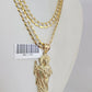 10k Gold Necklace Chain Saint Jude Charm Solid Cuban Curb 5mm 18"-28" Inch SET
