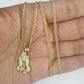 14k Miami Cuban Chain Praying Hands Charm Pendant 2mm 18"-24inch SET Necklace