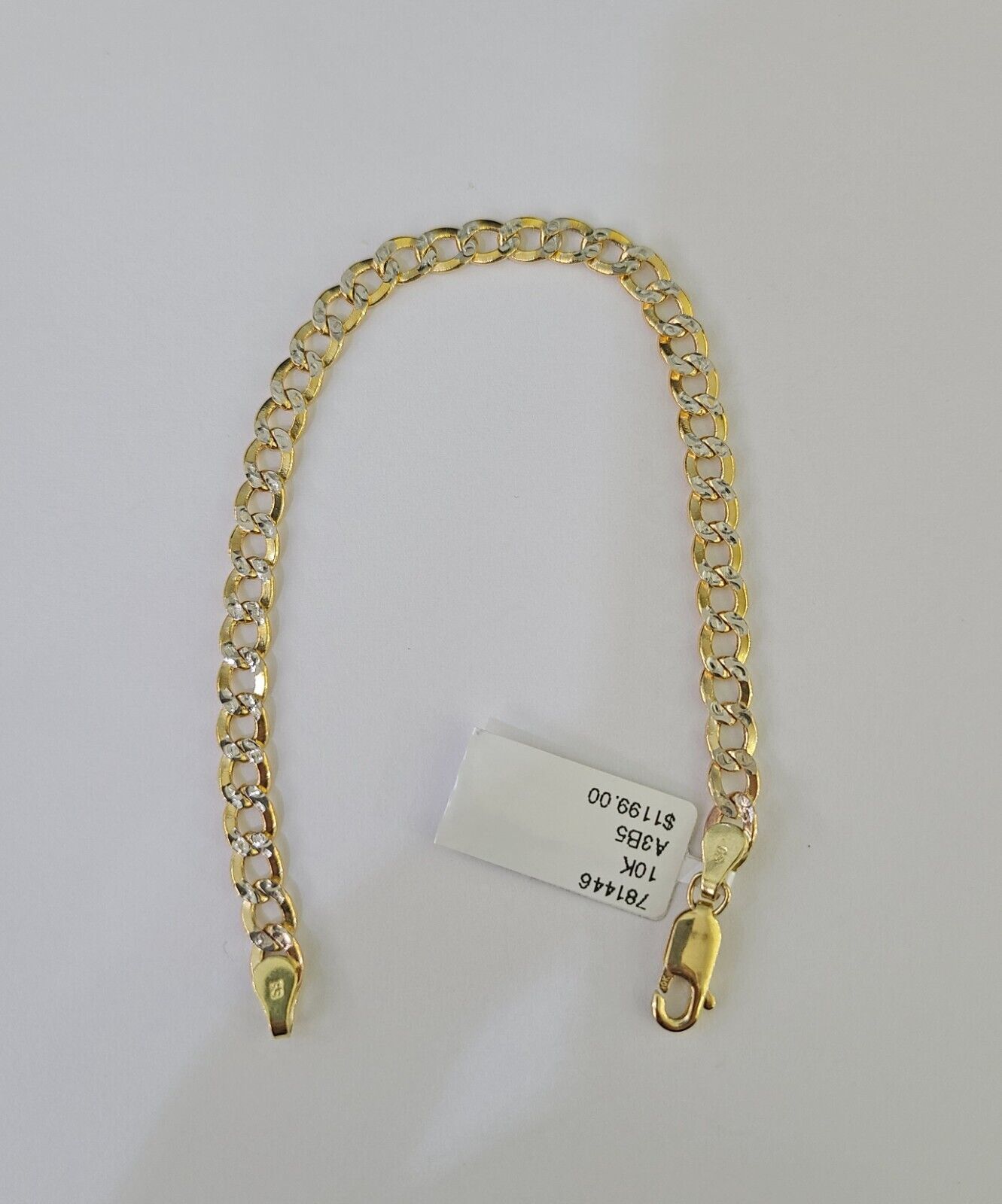 Real 10K Cuban Curb Link Bracelet Yellow Gold Diamond Cut 5mm 7" Inch