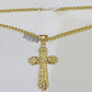 10k Gold Byzantine Necklace Jesus Cross Charm 18-26 inches 3mm SET Chain