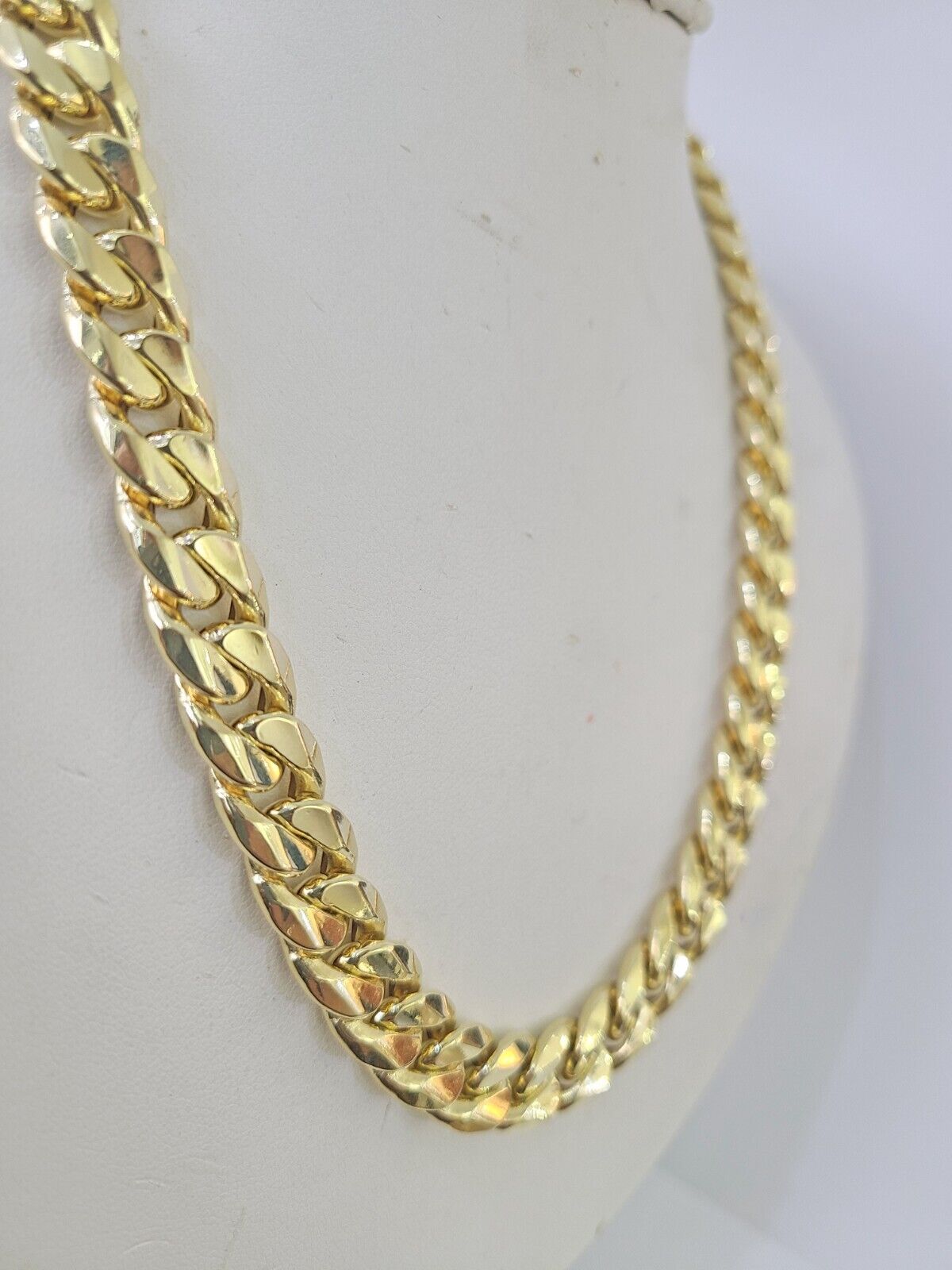 Real 14K Miami Cuban Link Chain Necklace Yellow Gold 24 inch 11mm Mens Hollow