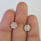 14k Diamond Flower Earrings Yellow gold Real Screw-Back Women Men Studs