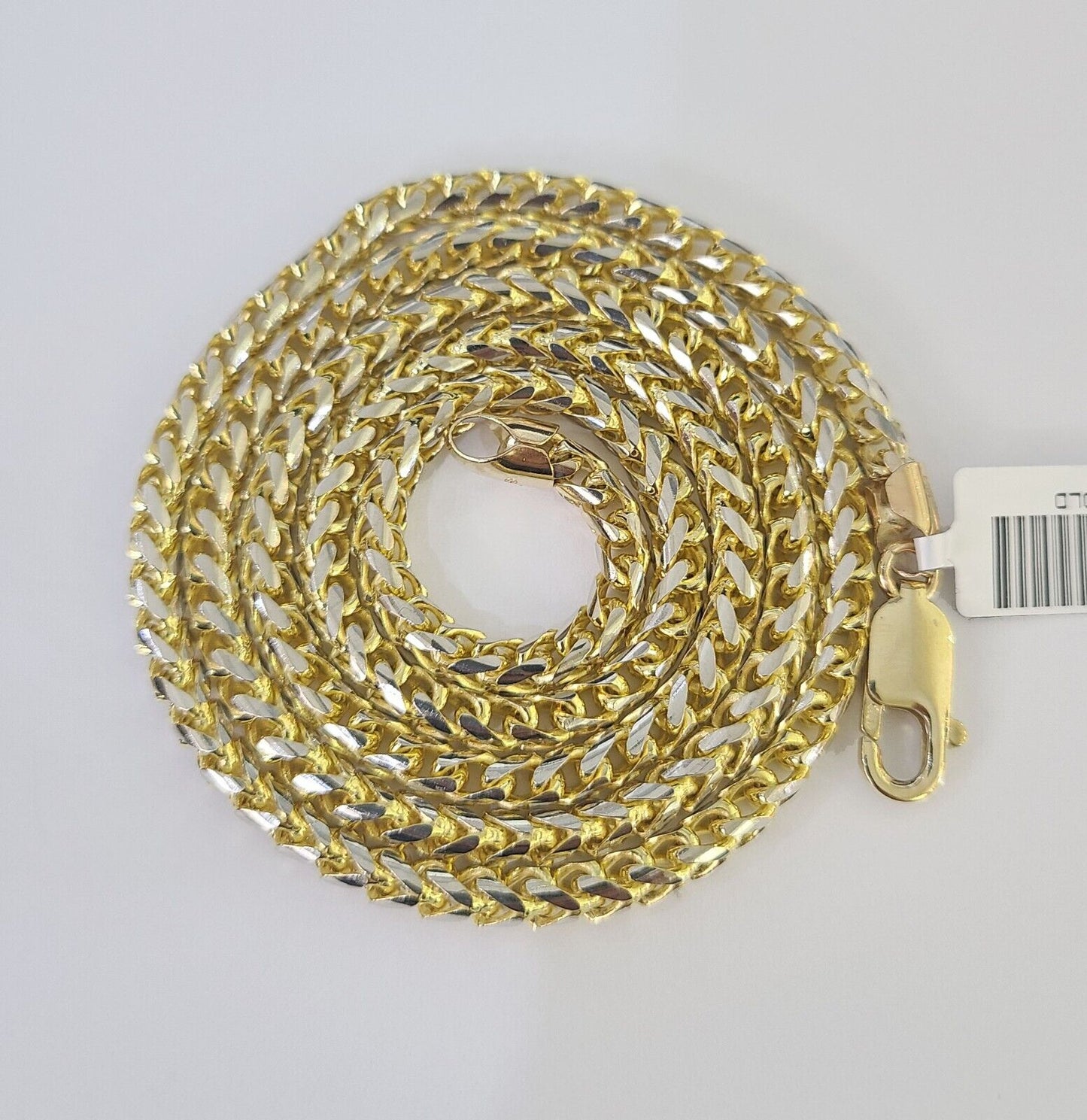 Real 10k Solid Palm Chain Yellow Gold 4mm 18"-26"Men Women Necklace Diamond Cut