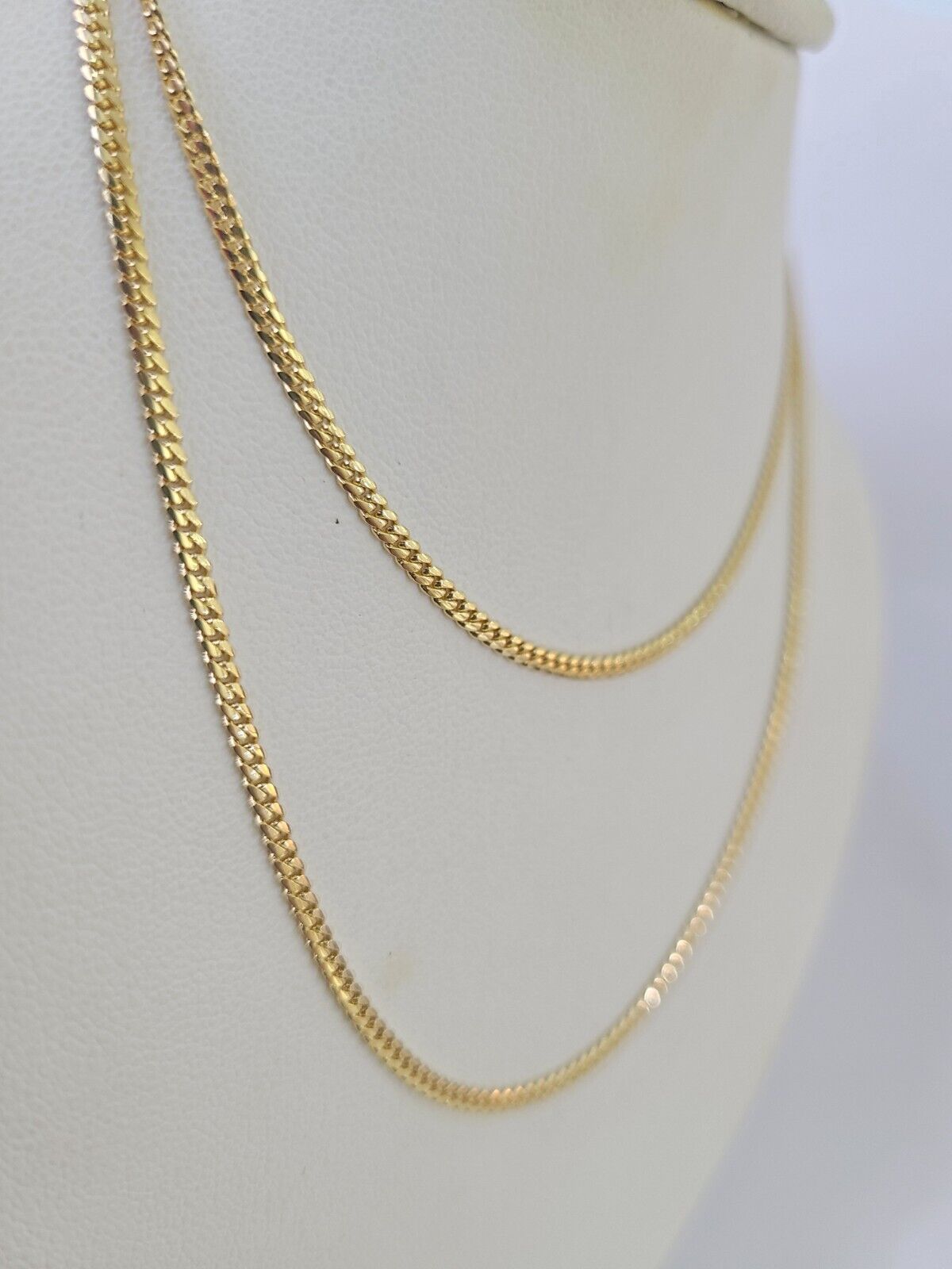 18k Real Solid Miami Cuban Chain Yellow Gold 2mm 24" Inch Genuine Necklace