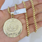 10k Gold Byzantine Necklace Mayan Calendar Charm 18-26 inches 3mm SET Chain