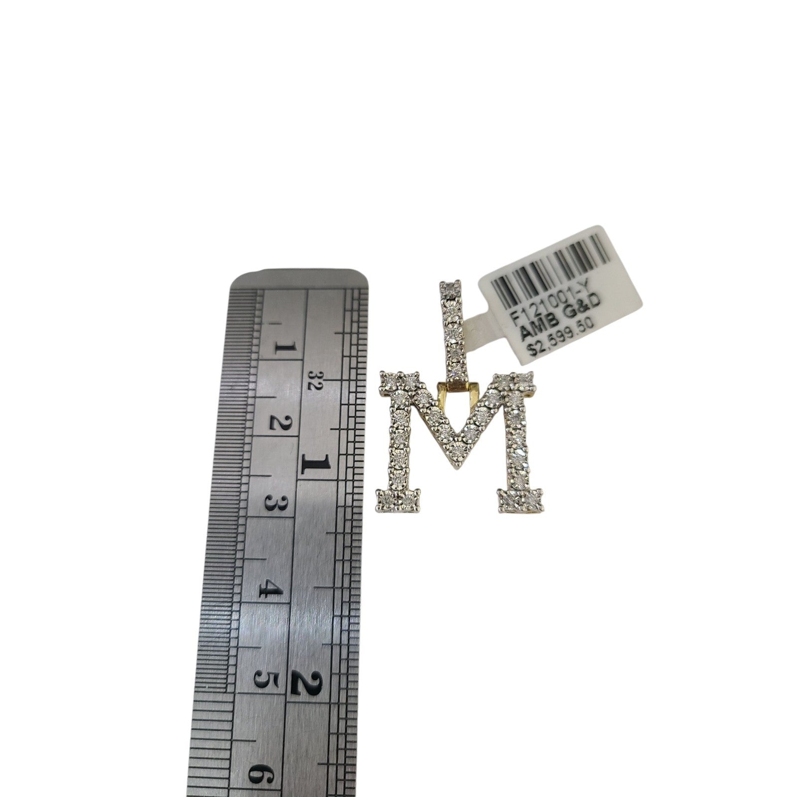 10k Rope Chain M Diamond Initial Charm Necklace Pendant Set 2mm 18"-24" Gold