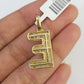 10K Franco Chain Diamond E Pendant Initial Charm Letter Necklace 18"-24" 1.5mm