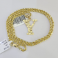 10k Gold Initial Y Charm Rope Chain 16"-26" 2.5mm SET Necklace Alphabet Pendant