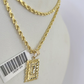 10k Gold Initial J Charm Rope Chain 16"-26" 2.5mm SET Necklace Alphabet Pendant