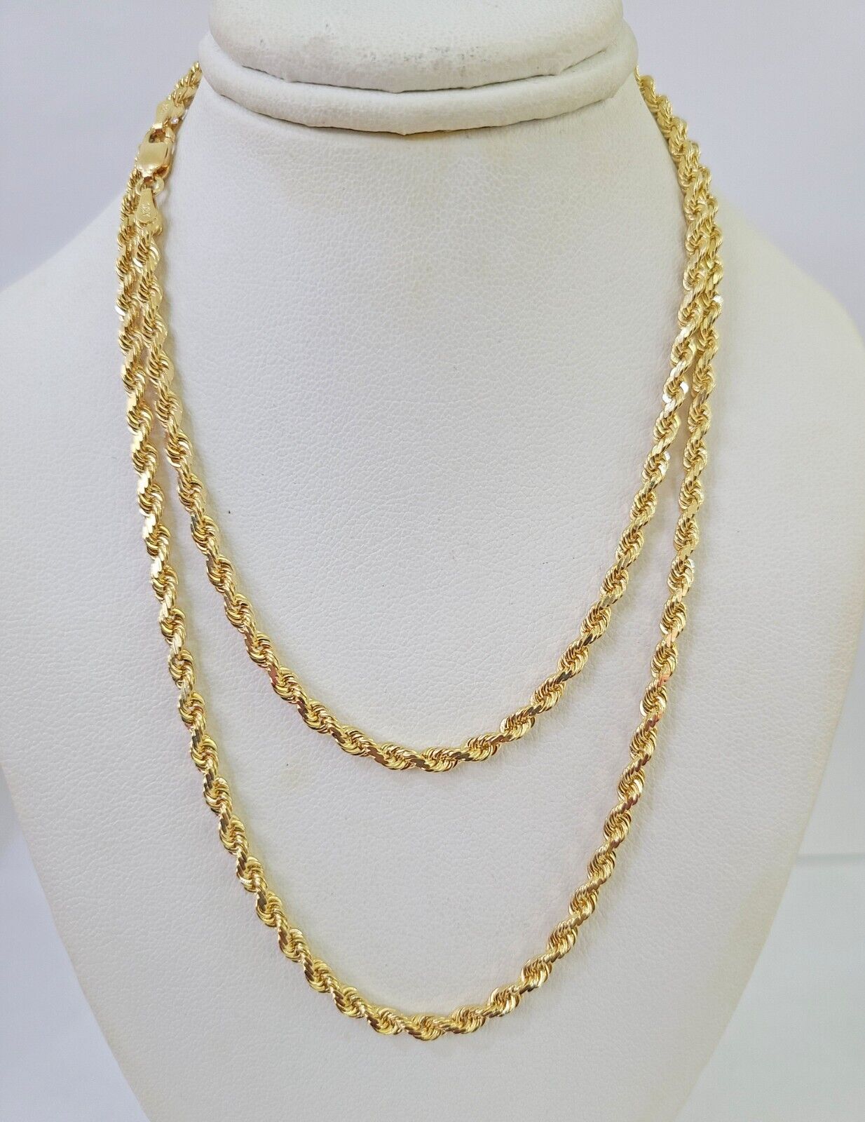 18k Real Solid Rope Chain Yellow Gold 3mm 18" Inch Genuine 18kt Necklace