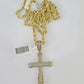 10k Solid Rope Chain Jesus Cross Charm Diamond Set 4mm 20"-28" Necklace Gold