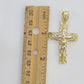 Real 10k Gold Jesus Cross Pendant Charm Crucifix 2 Inch 10kt Yellow Gold For Men