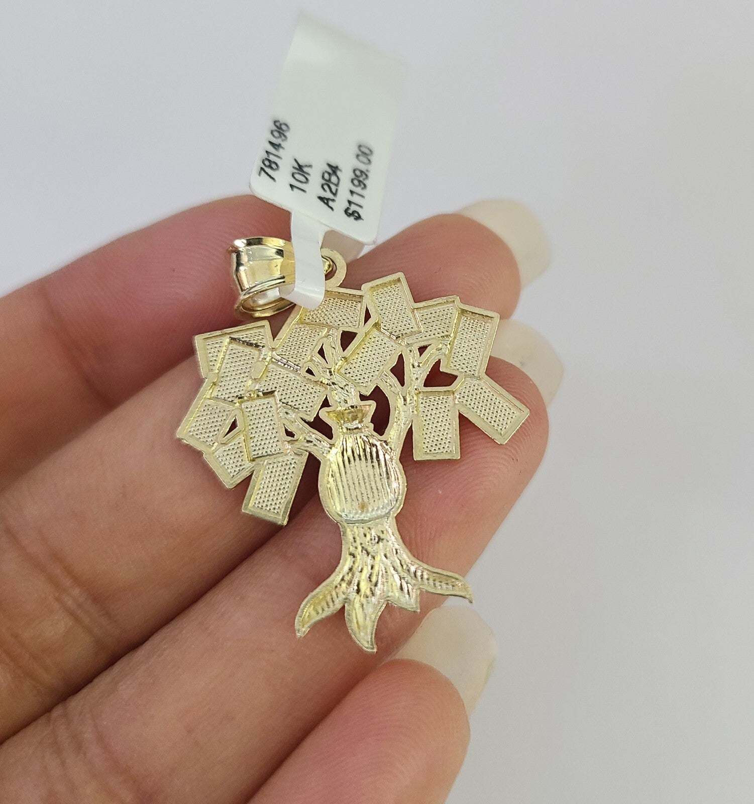 money tree necklace REAL 10k Rope Chain Money Tree Charm Pendant 3mm Necklace Set 18"-30" – GDJ