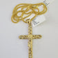 10K Gold Franco Chain Jesus Cross Charm Pendant 20-26 inches 2.5mm REAL Yellow