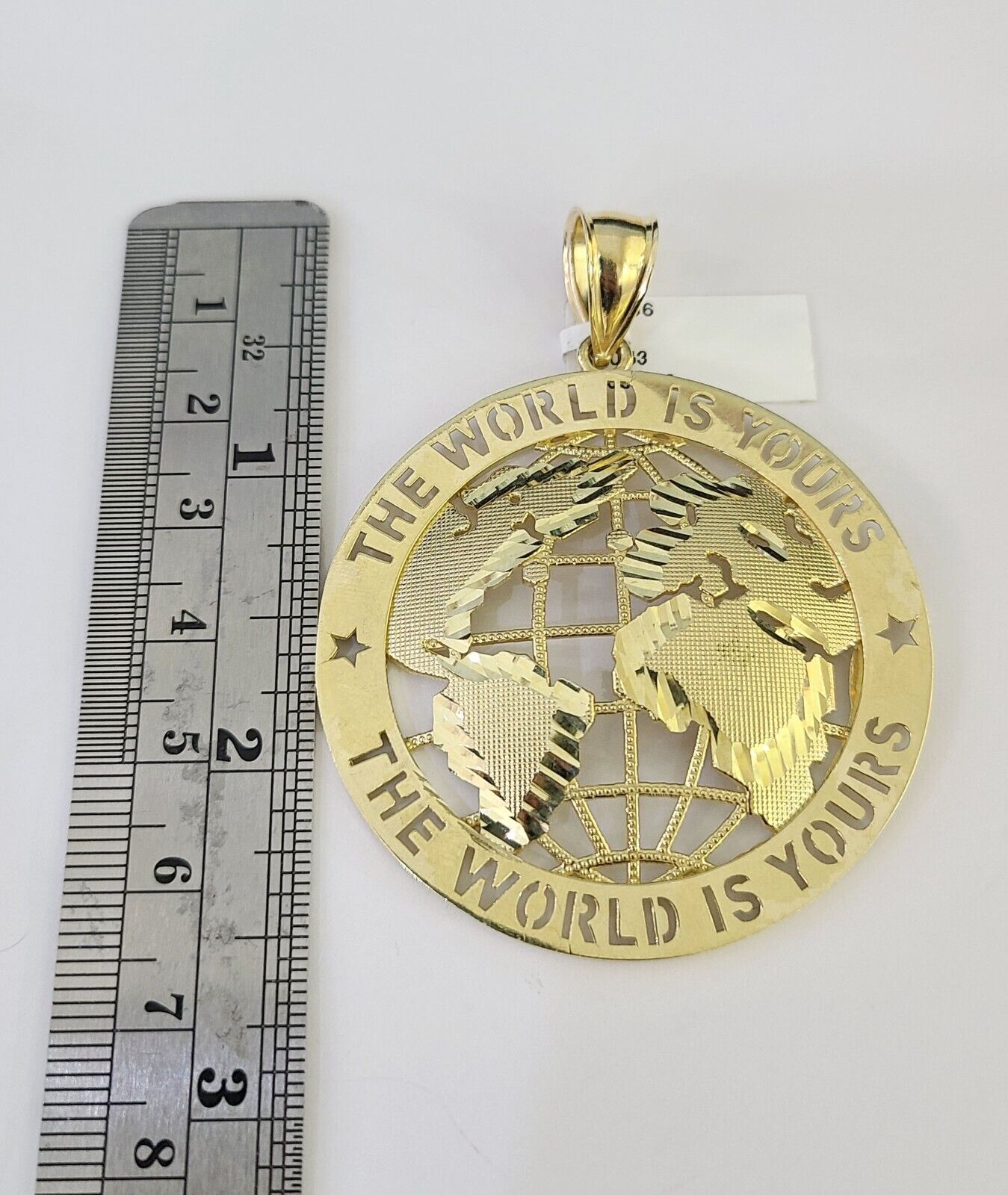 10K Franco Chain World is Yours Pendant Charm Necklace 20"-26" 5mm Gold SET