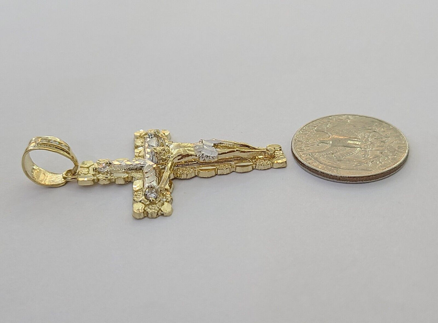 Real 10k Gold Jesus Cross Pendant Charm Crucifix 2 Inch 10kt Yellow Gold For Men