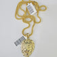 10K Franco Chain Roaring Lion Pendant Charm Necklace 20"-26" 2.5mm Yellow Gold