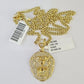 10K Gold Miami Cuban Chain Roaring Lion 18"-28" 3mm REAL Pendant Necklace SET