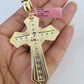 14k Gold Chain Jesus Cross Charm Solid Cuban Curb 5mm 20"-28" Inch SET Necklace