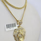 10k Miami Cuban Chain Roaring Lion Charm Set 4mm 18"-28" Necklace Pendant Gold