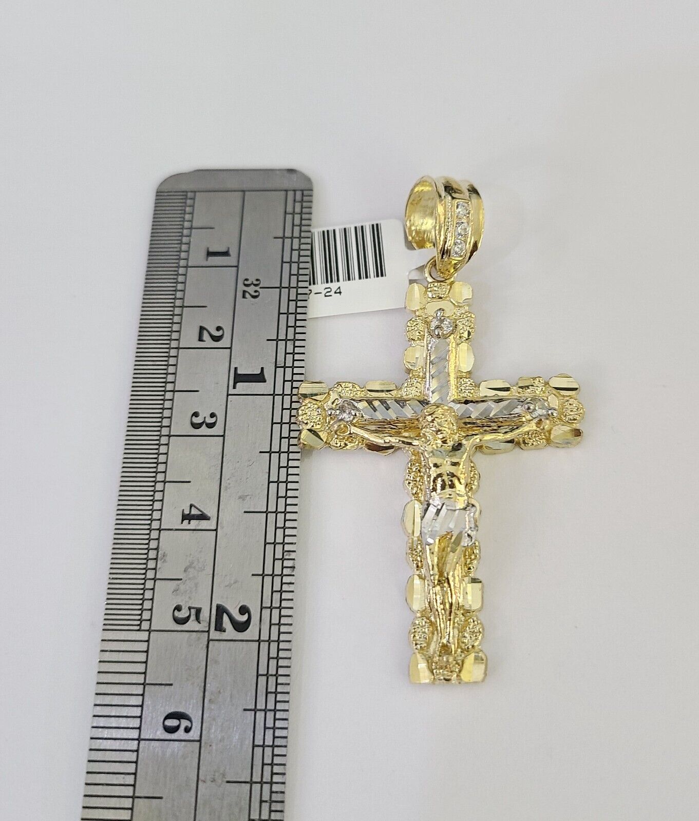 10k Solid Gold Cuban Curb Chain Jesus Cross Pendant 6mm 20"-30" SET Necklace