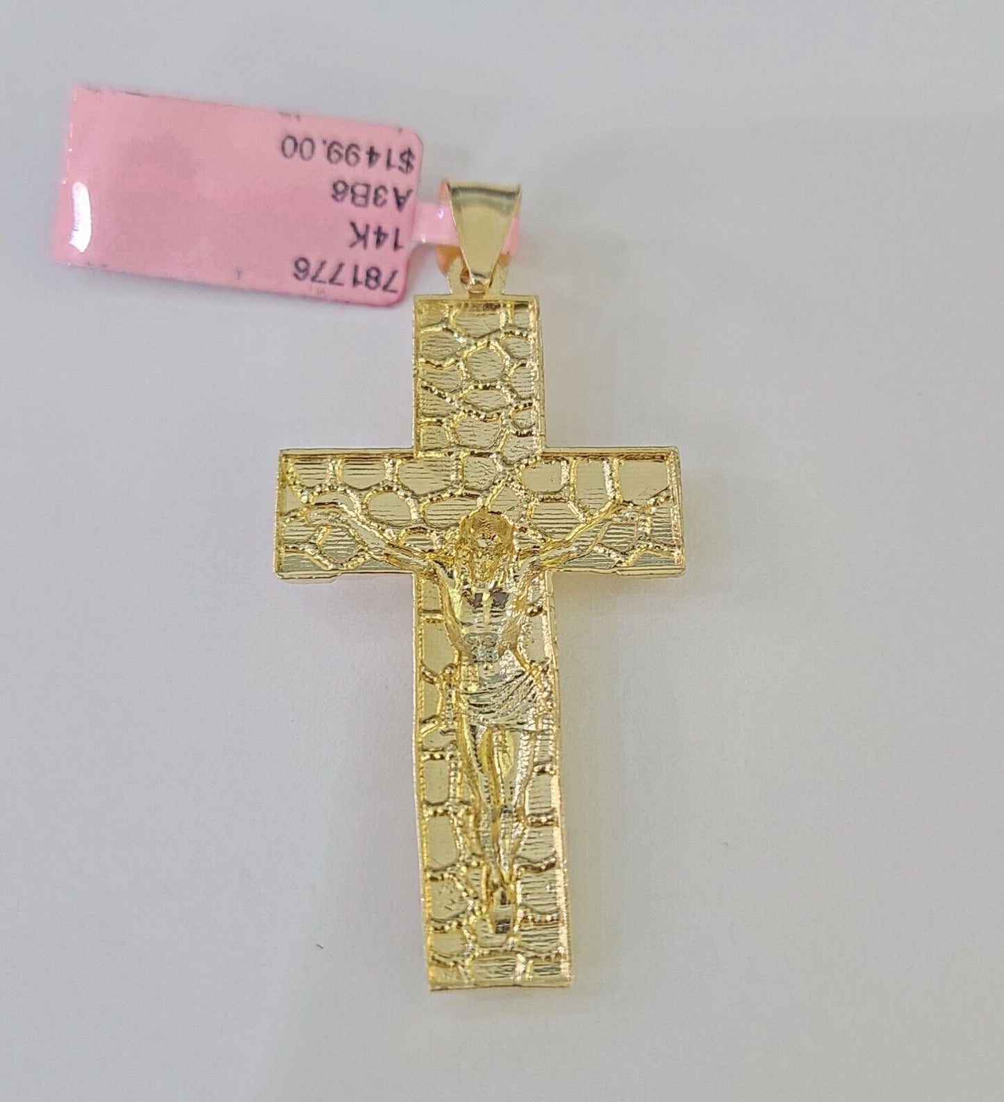 Real 14k Rope Chain Jesus Cross Charm Set Yellow Gold 3mm 18"-26" Necklace