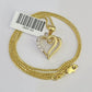 10K Solid Franco Chain Heart Pendant Charm Necklace 16"-22" 1mm Gold Ladies