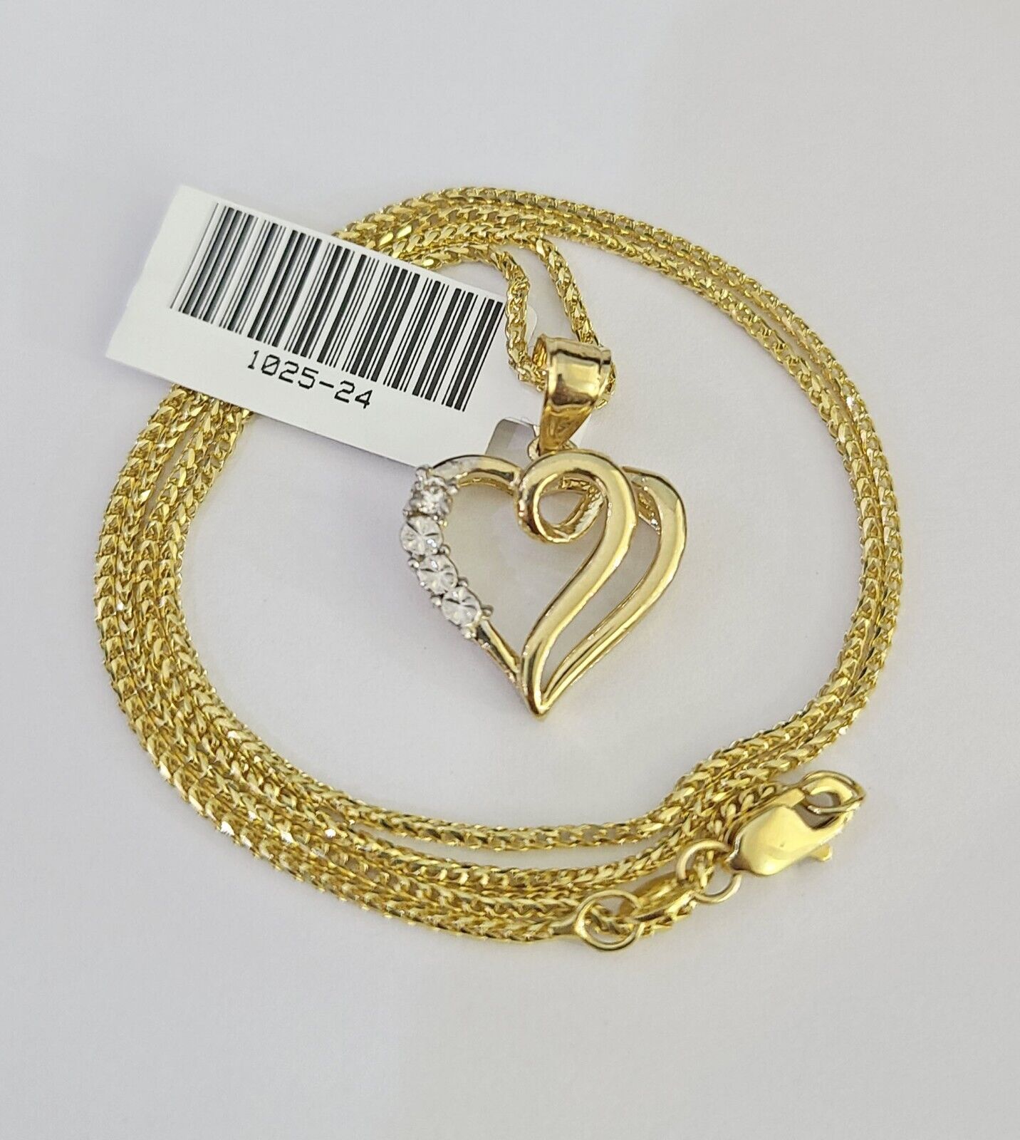 10K Solid Franco Chain Heart Pendant Charm Necklace 16"-22" 1mm Gold Ladies