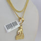 10K Gold Miami Cuban Chain Everybody Eats 18"-28" 3mm Pendant Necklace SET Charm